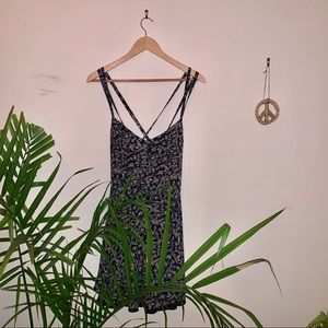 Floral Black Motif Kimchi Blue Strap Dress